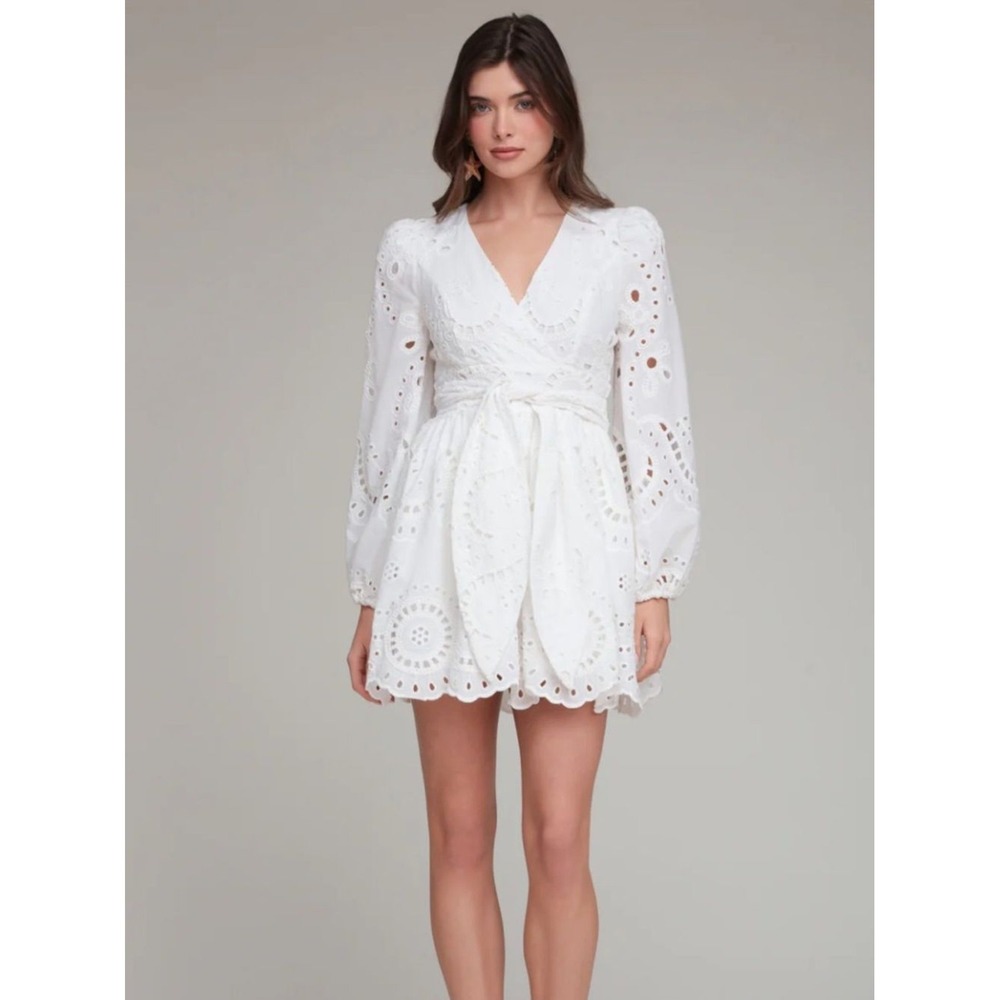 Avec Les Filles Broderie Anglaise Eyelet Romper Dress White size 2 NWT